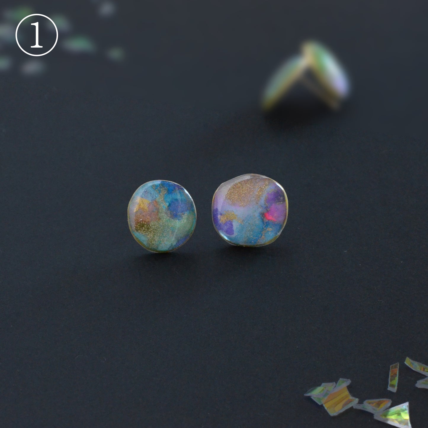 Fluid Art Stud Earrings– Echo MINI
