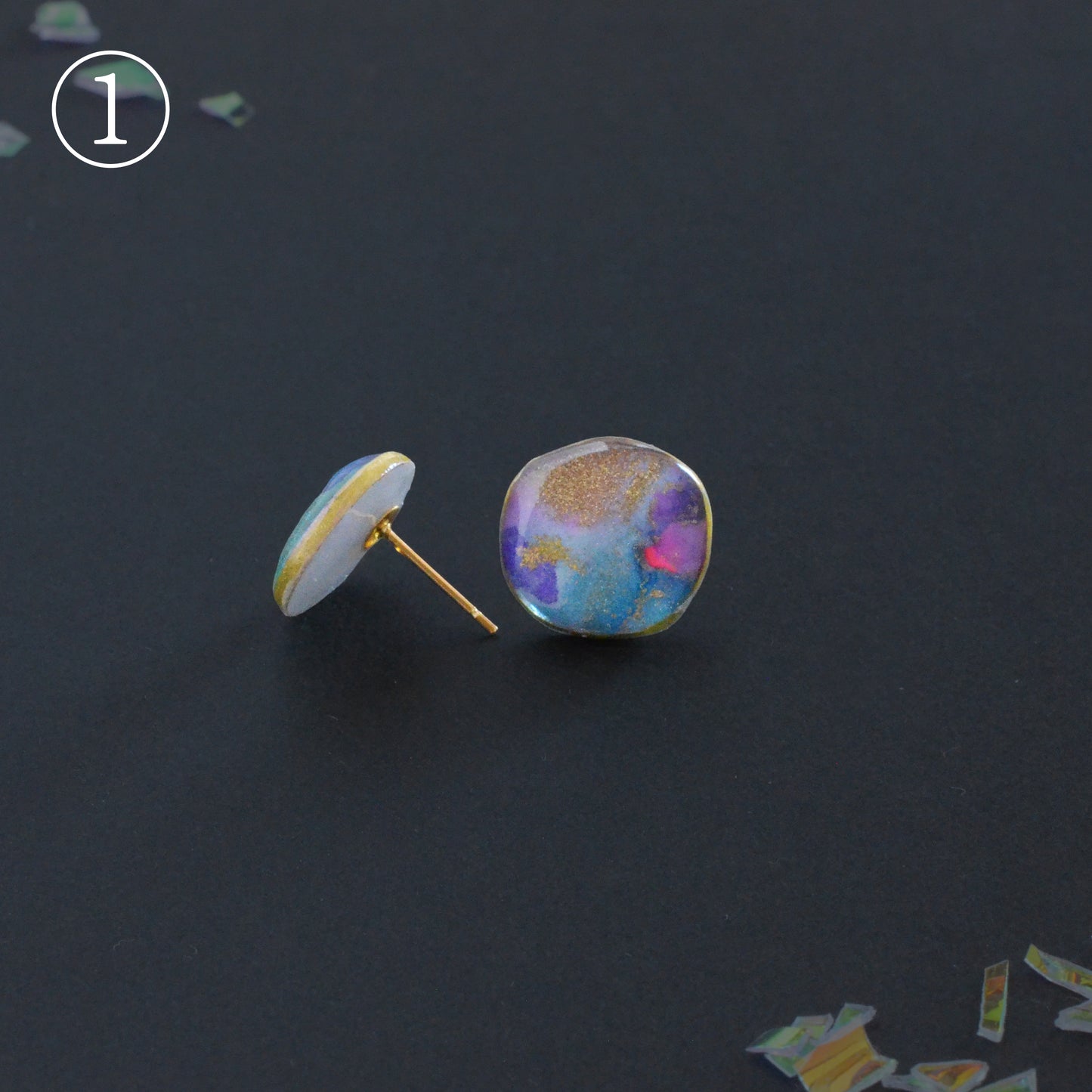 Fluid Art Stud Earrings– Echo MINI