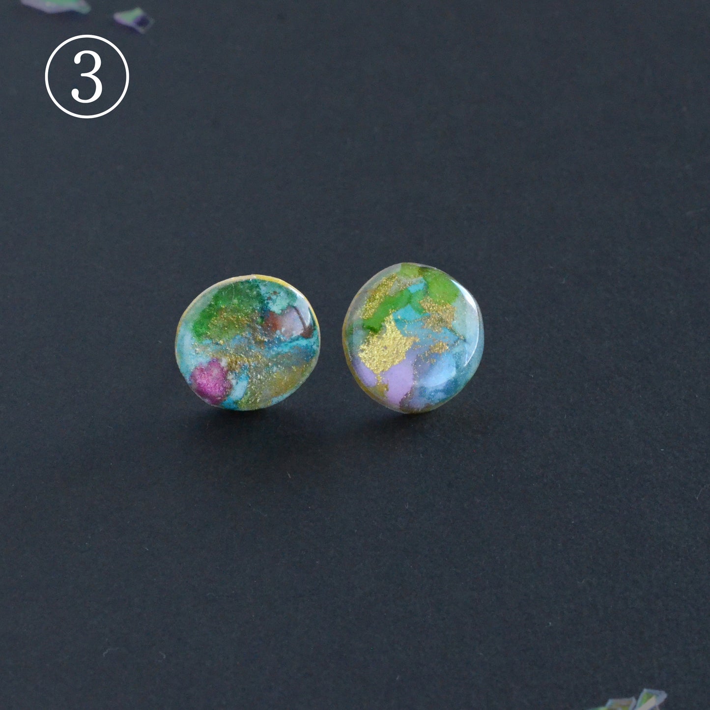 Fluid Art Stud Earrings– Echo MINI